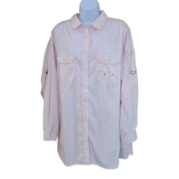 Denim 24/7 Light Pink Button-Down Shirt With Pockets L fairycore cottagecore - Picture 4 of 7